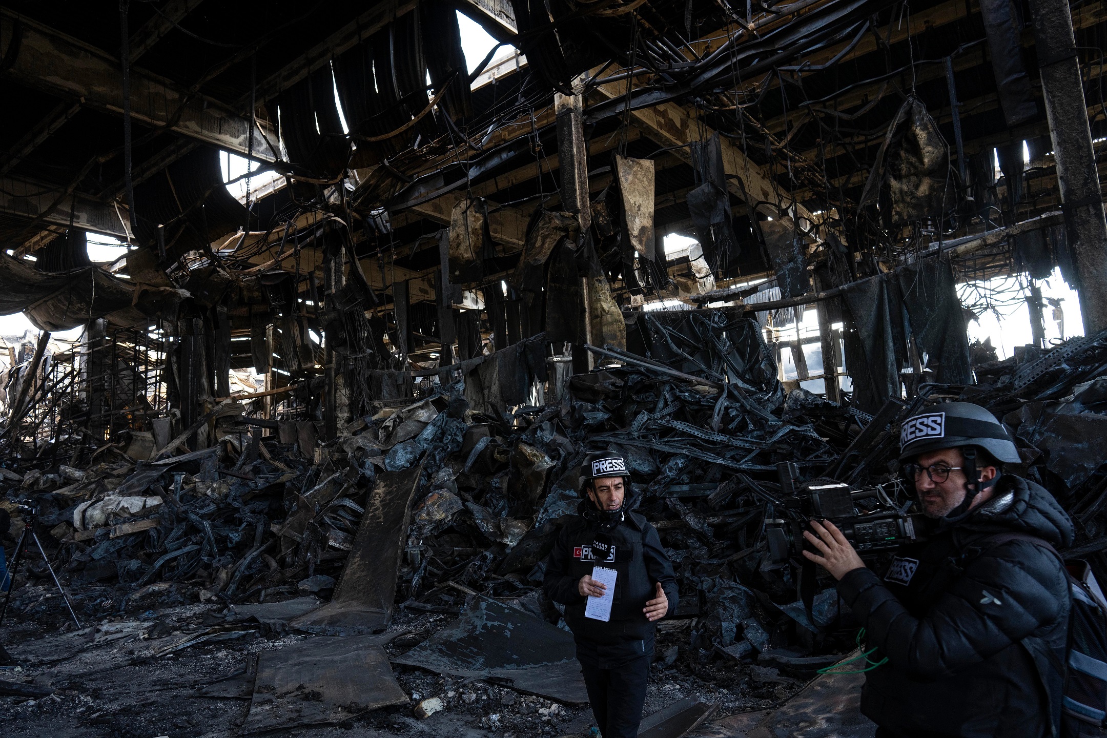 Ukraine reporters food warehouse